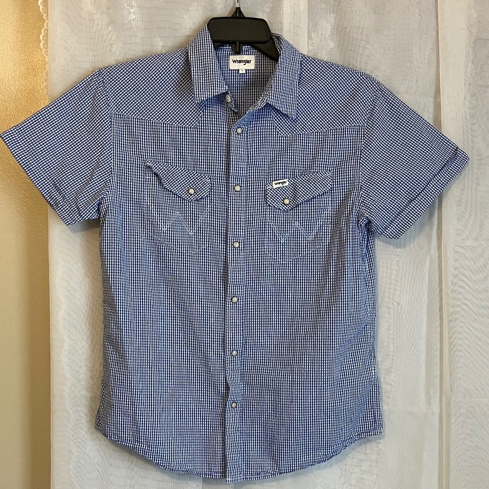Wrangler navy and white checked western shirt